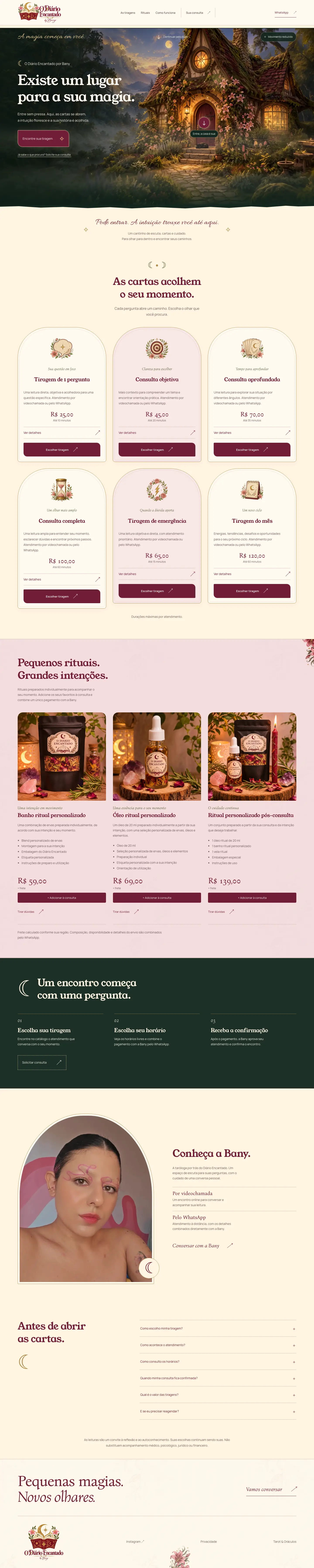 Site O Diário Encantado no computador, do topo ao rodapé.